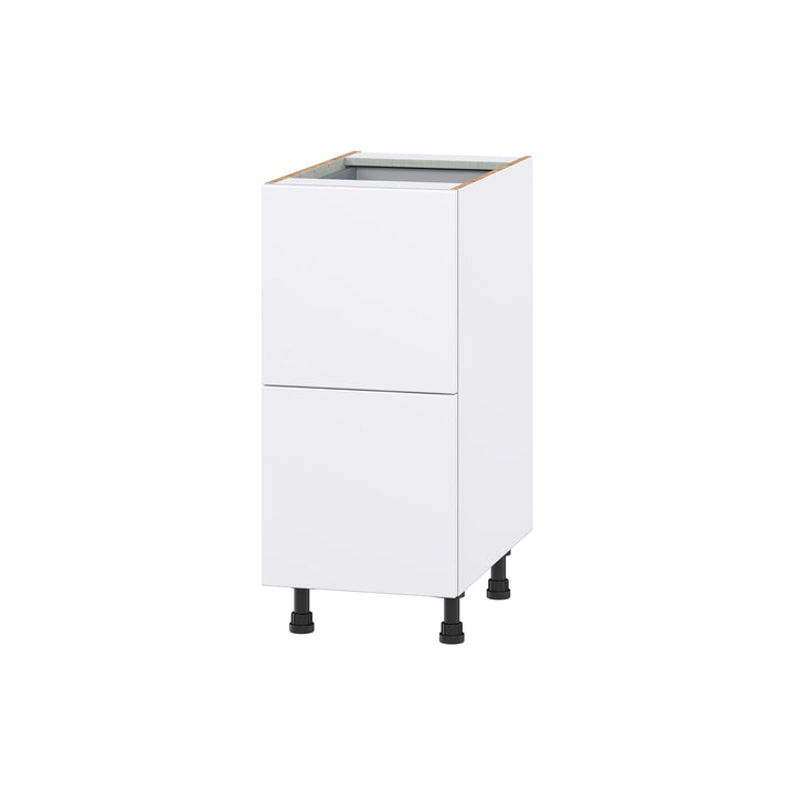Hugo&Borg Lasalle 15-in W x 34.5-in H x 24-in D Bright White Slab 3-Drawer Base Fully Assembled Cabinet (Flat Panel Style)