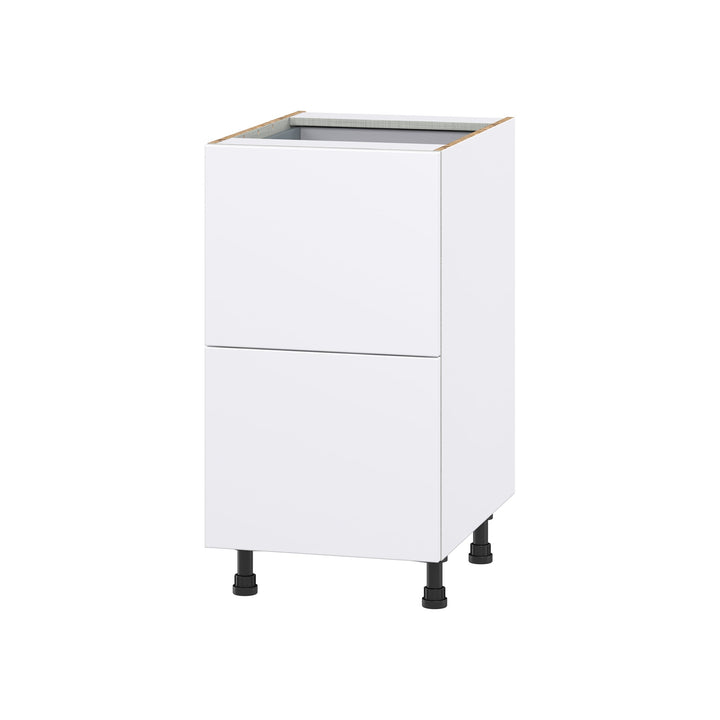 Hugo&Borg Lasalle 18-in W x 34.5-in H x 24-in D Bright White Slab 3-Drawer Base Fully Assembled Cabinet (Flat Panel Style)