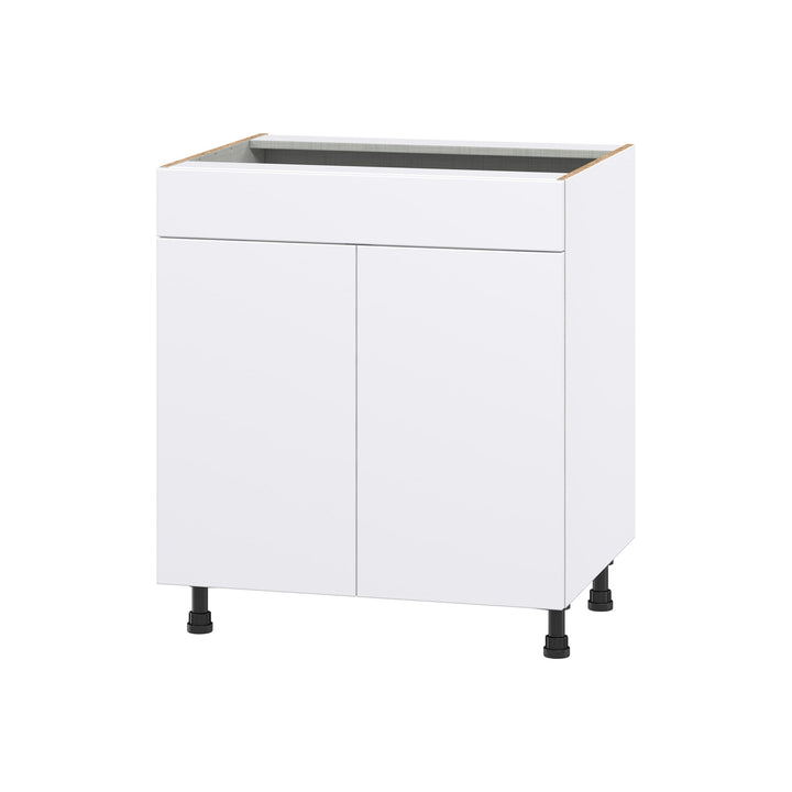 Hugo&Borg Lasalle 30-in W x 34.5-in H x 24-in D Bright White Slab Sink Base Fully Assembled Cabinet (Flat Panel Slab Style)