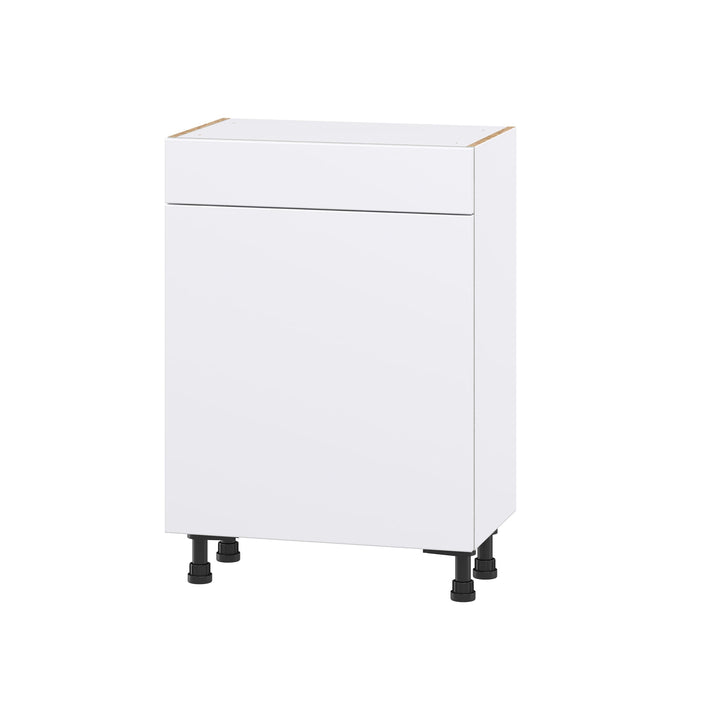 Hugo&Borg Lasalle 24-in W x 34.5-in H x 14-in D Bright White Slab 1-Drawer Base Fully Assembled Cabinet (Flat Panel Slab Style)