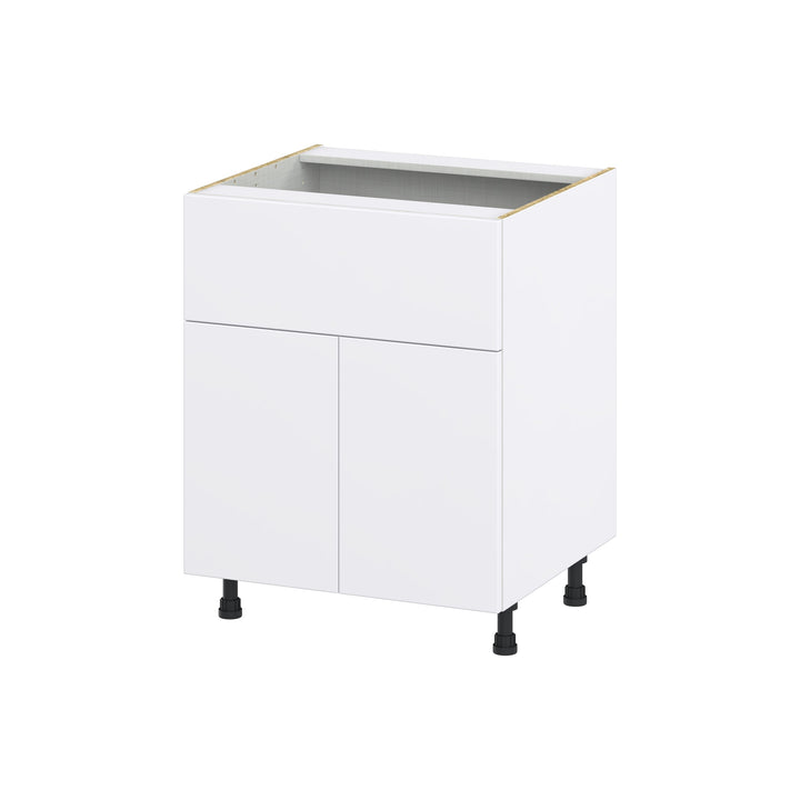 Hugo&Borg Lasalle 27-in W x 34.5-in H x 24-in D Bright White Slab 1-Drawer Base Fully Assembled Cabinet (Flat Panel Slab Style)