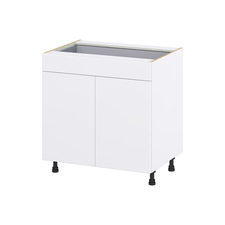 Hugo&Borg Lasalle 33-in W x 34.5-in H x 24-in D Bright White Slab 1-Drawer Base Fully Assembled Cabinet (Flat Panel Slab Style)