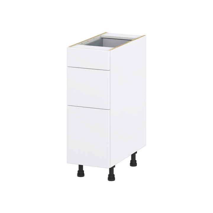 Hugo&Borg Lasalle 12-in W x 34.5-in H x 24-in D Bright White Slab 3-Drawer Base Fully Assembled Cabinet (Flat Panel Style)
