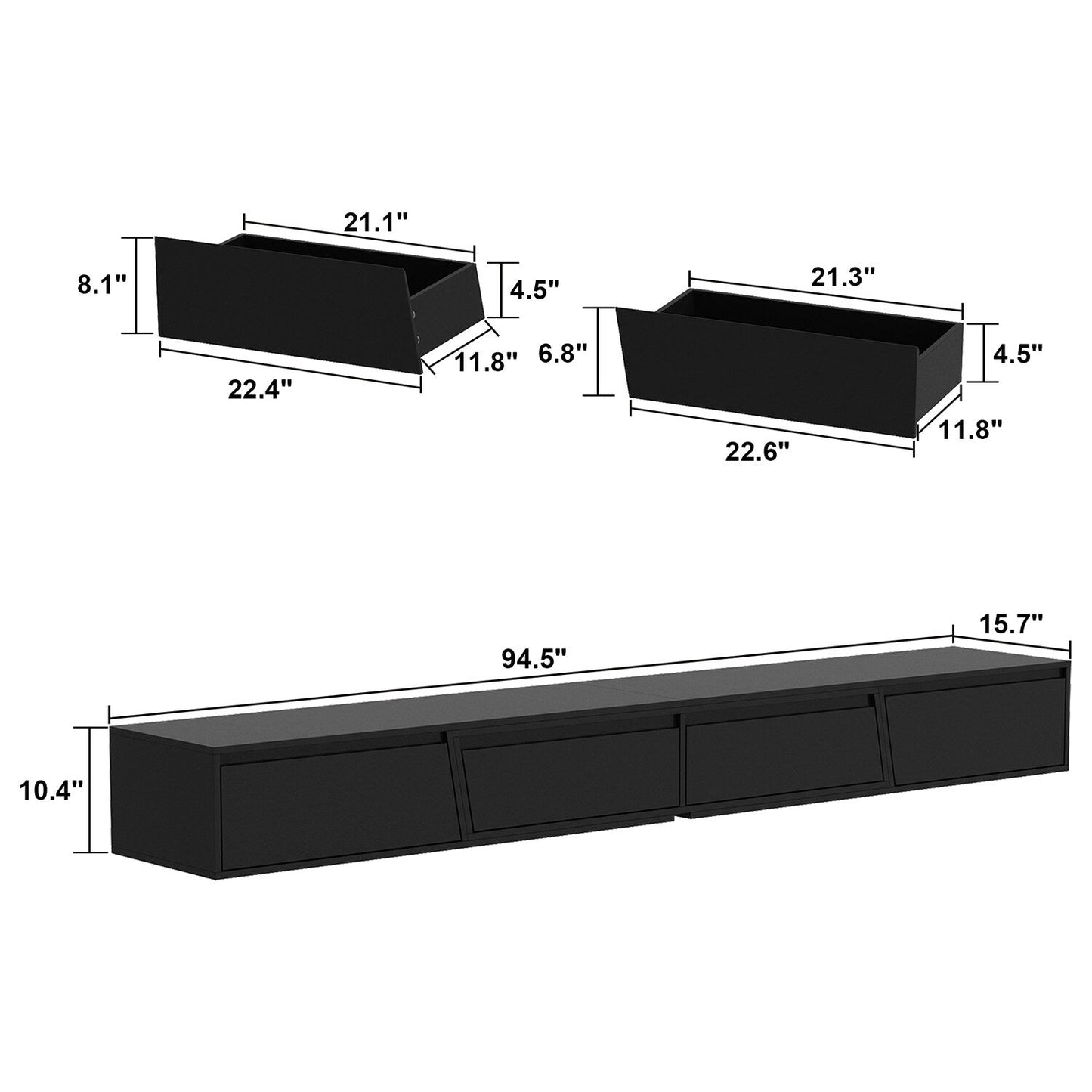 FUFU&GAGA Modern/Contemporary Black Tv Cabinet Integrated Tv Mount (Accommodates TVs up to 70-in)