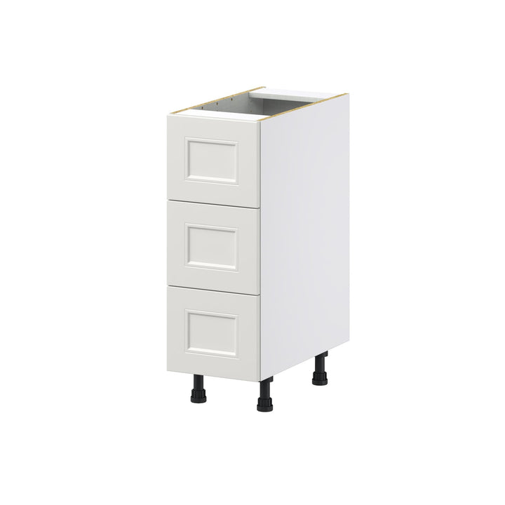 Hugo&Borg Belcourt 12-in W x 34.5-in H x 24-in D Gray Painted 3-Drawer Base Fully Assembled Cabinet (Recessed Panel Style)