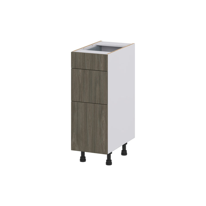 Hugo&Borg Savane 12-in W x 34.5-in H x 21-in D Textmel 3-Drawer Base Fully Assembled Cabinet (Flat Panel Style)