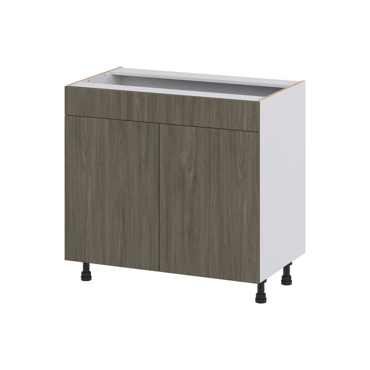 Hugo&Borg Savane 36-in W x 34.5-in H x 21-in D Textmel Sink Base Fully Assembled Cabinet (Flat Panel Slab Style)