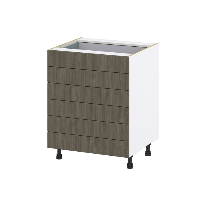 Hugo&Borg Savane 27-in W x 34.5-in H x 24-in D Textmel 6-Drawer Base Fully Assembled Cabinet (Flat Panel Style)