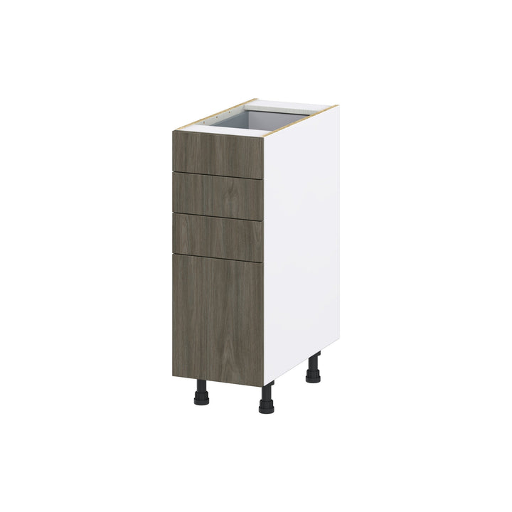 Hugo&Borg Savane 12-in W x 34.5-in H x 24-in D Textmel 4-Drawer Base Fully Assembled Cabinet (Flat Panel Style)