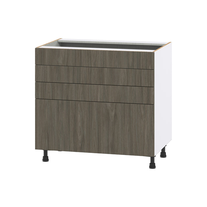 Hugo&Borg Savane 36-in W x 34.5-in H x 24-in D Textmel 4-Drawer Base Fully Assembled Cabinet (Flat Panel Style)