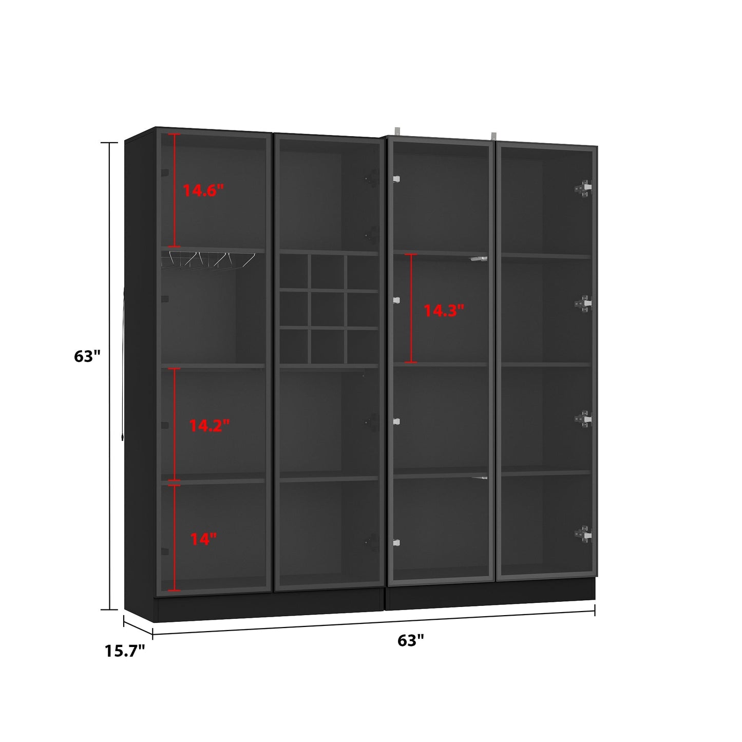 FUFU&GAGA Contemporary/Modern Black Curio Cabinet with Wine Storage