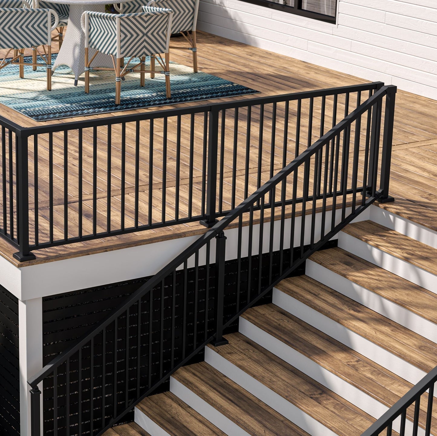Freedom Margate Pre-assembled 6-ft x 36-in Matte Black Aluminum Deck Stair Rail Kit