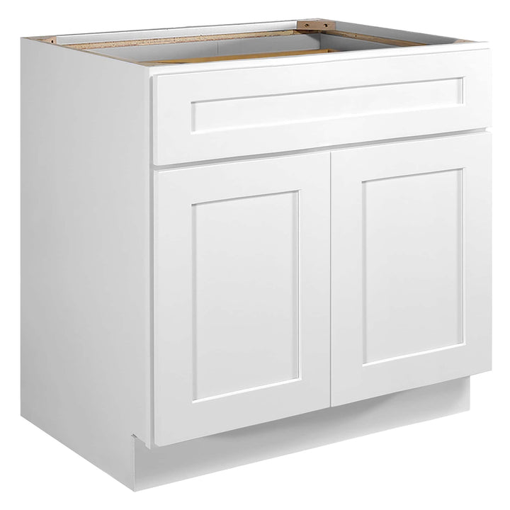 Design House Brookings 33-in W x 34.5-in H x 24-in D White Maple L-shaped 1-Drawer Base Fully Assembled Plywood Cabinet (Recessed Panel Shaker Style)