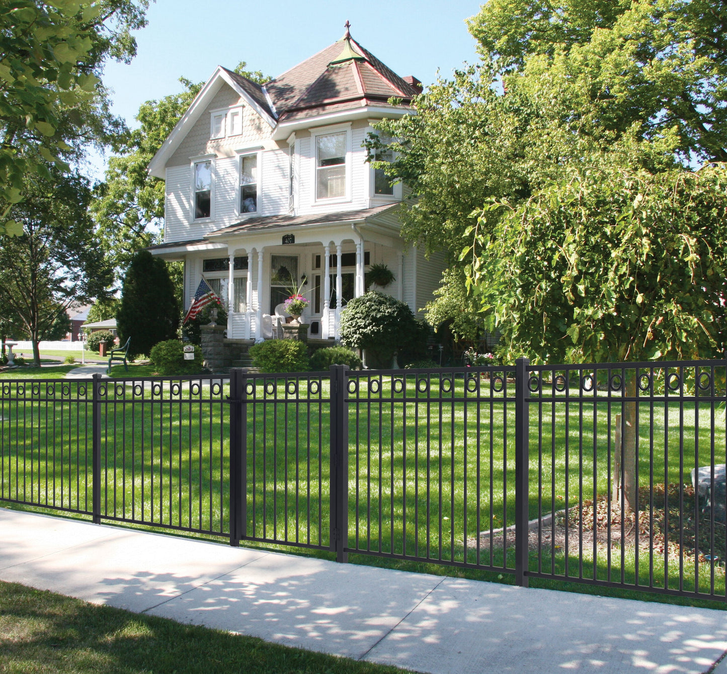 Gilpin 4-ft H x 4-ft W Black Steel Decorative Metal Straight-top Decorative Standard Fence Gate