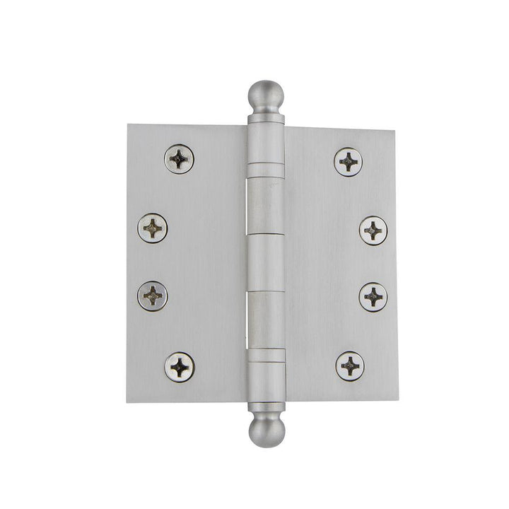 4 in. Ball Tip Heavy Duty Hinge with Square Corners in Satin Nickel - Super Arbor