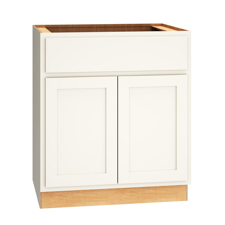 Diamond Express Jamestown 30-in W x 34.5-in H x 24-in D White Partial Overlay 1-Drawer Base Fully Assembled Plywood Cabinet (Recessed Panel Shaker Style)