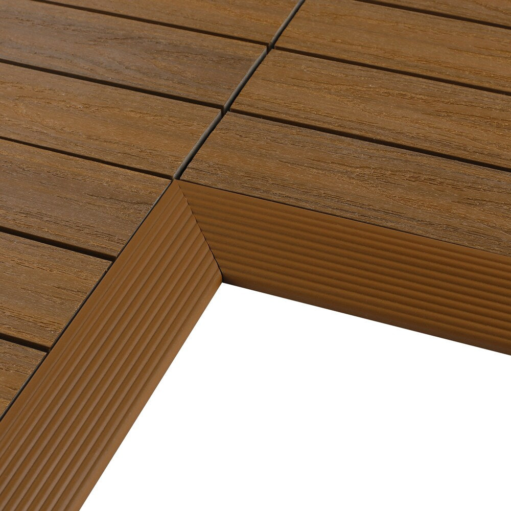 NewTechWood 2-in x 12-in 2-Pack Peruvian Teak Prefinished Composite Deck Tile (0.5-sq ft)