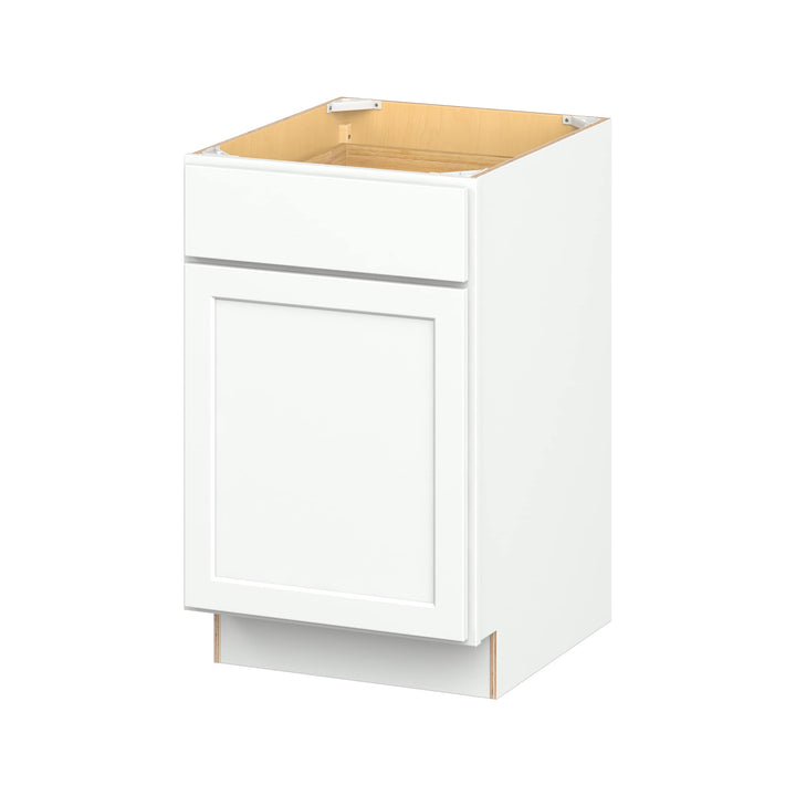 Hugo&Borg PRO Glendale 21-in W x 34.5-in H x 24-in D Pure White 1-Drawer Base Ready To Assemble Plywood Cabinet (Recessed Panel Shaker Style)
