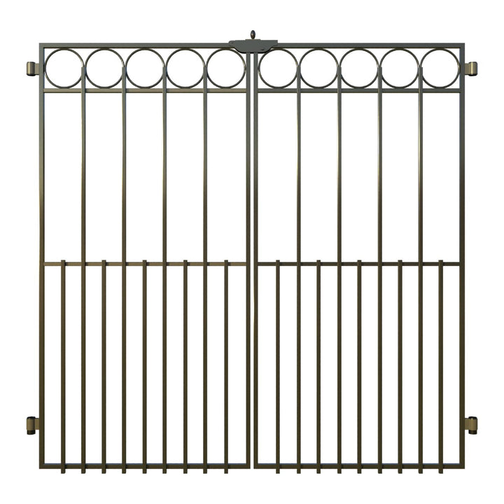 YARDLINK Grand Ambrose XL 3-ft H x 3-3/4-ft W Black Powder Coated Steel No Dig Flat-top No Dig Decorative Fence Gate