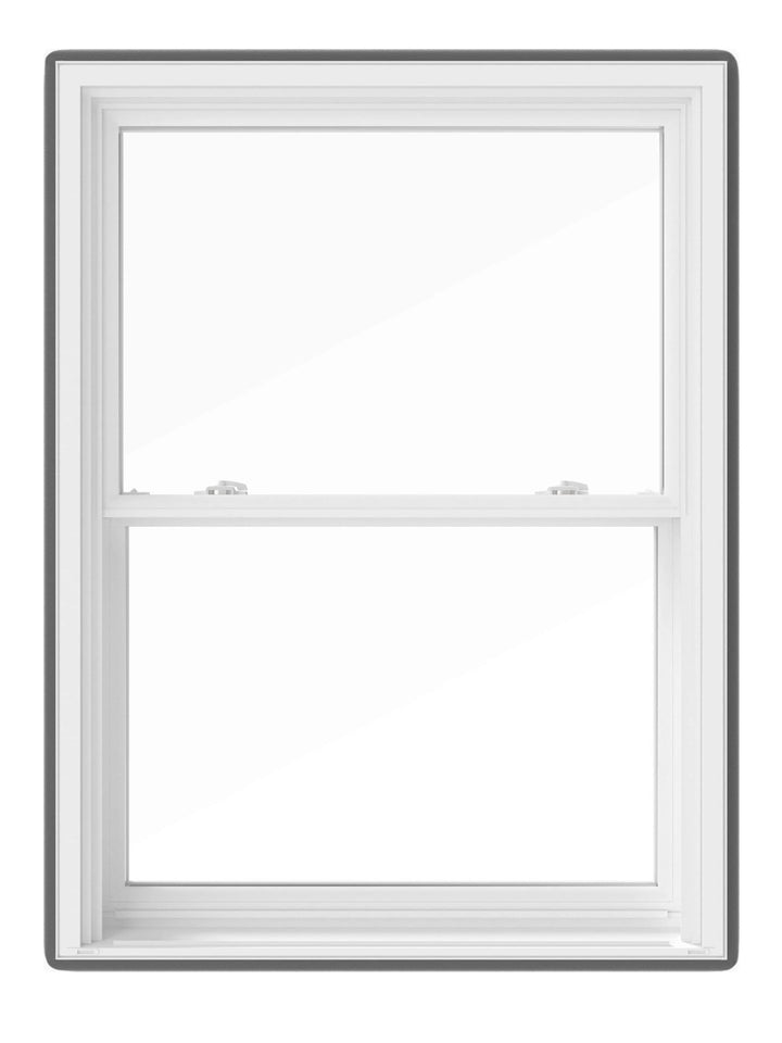 Pella 150 Series Replacement 29-1/2-in x 61-1/2-in White Vinyl Low-E Argon Double-Hung Window, Full Screen Included