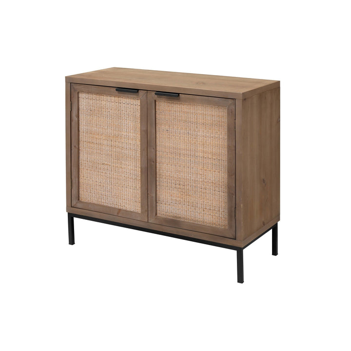 Benzara Contemporary/Modern Brown Metal China Cabinet with Wine Storage