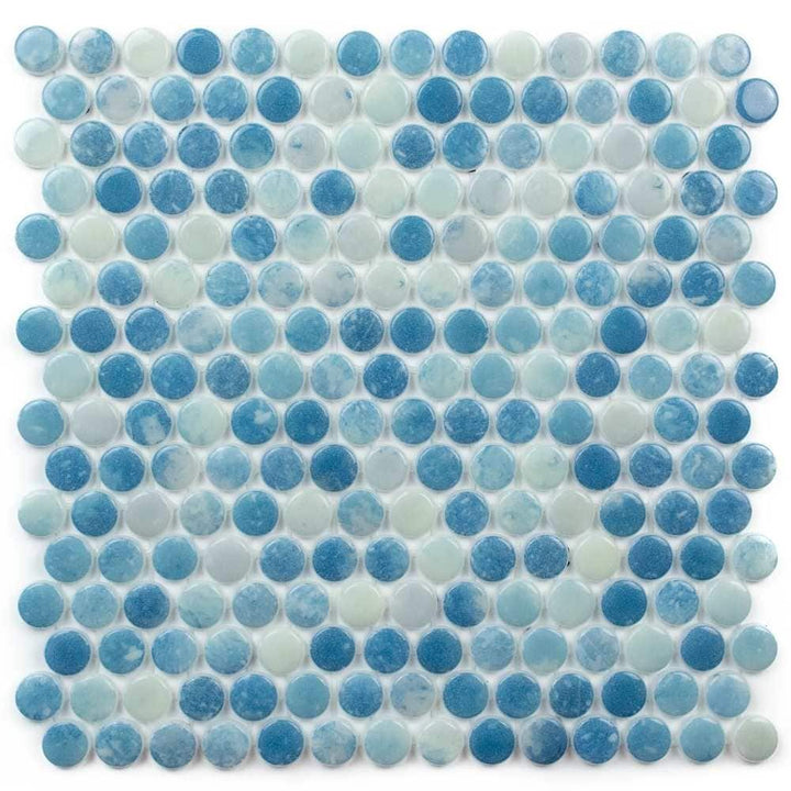 The Tile Life Eterna Penny Blue 1-in x 1-in Multi-finish Glass Round Mosaic Floor and Wall Tile product image