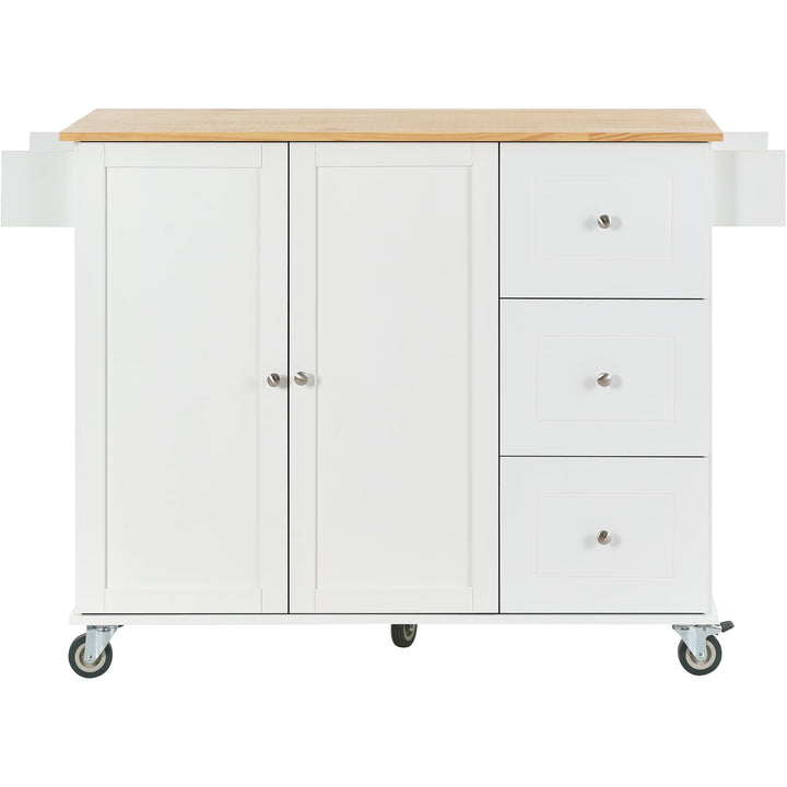 Miki Shinly White Mdf Base with Mdf Top Rolling Kitchen Island (29.5-in x 52.76-in x 36.81-in)