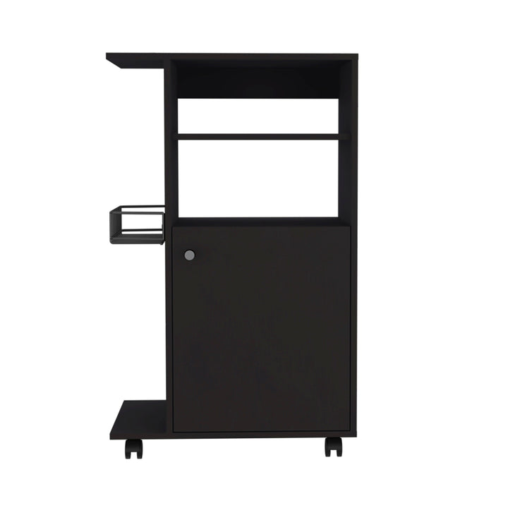 Miki Shinly Black Mdf Base with Mdf Wood Top Rolling Kitchen Cart (23.6-in x 14.96-in x 38.5-in)