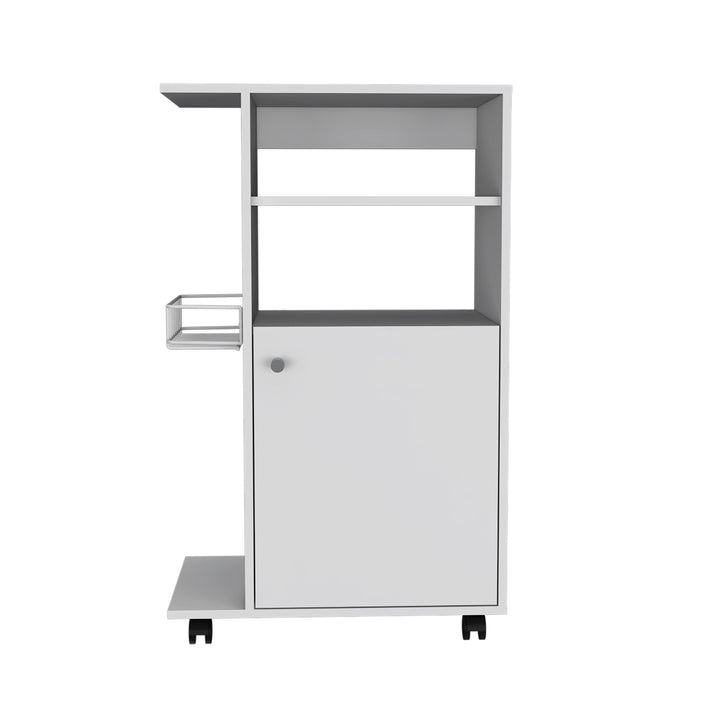 Miki Shinly White Mdf Base with Mdf Top Rolling Kitchen Cart (23.6-in x 14.96-in x 38.58-in)