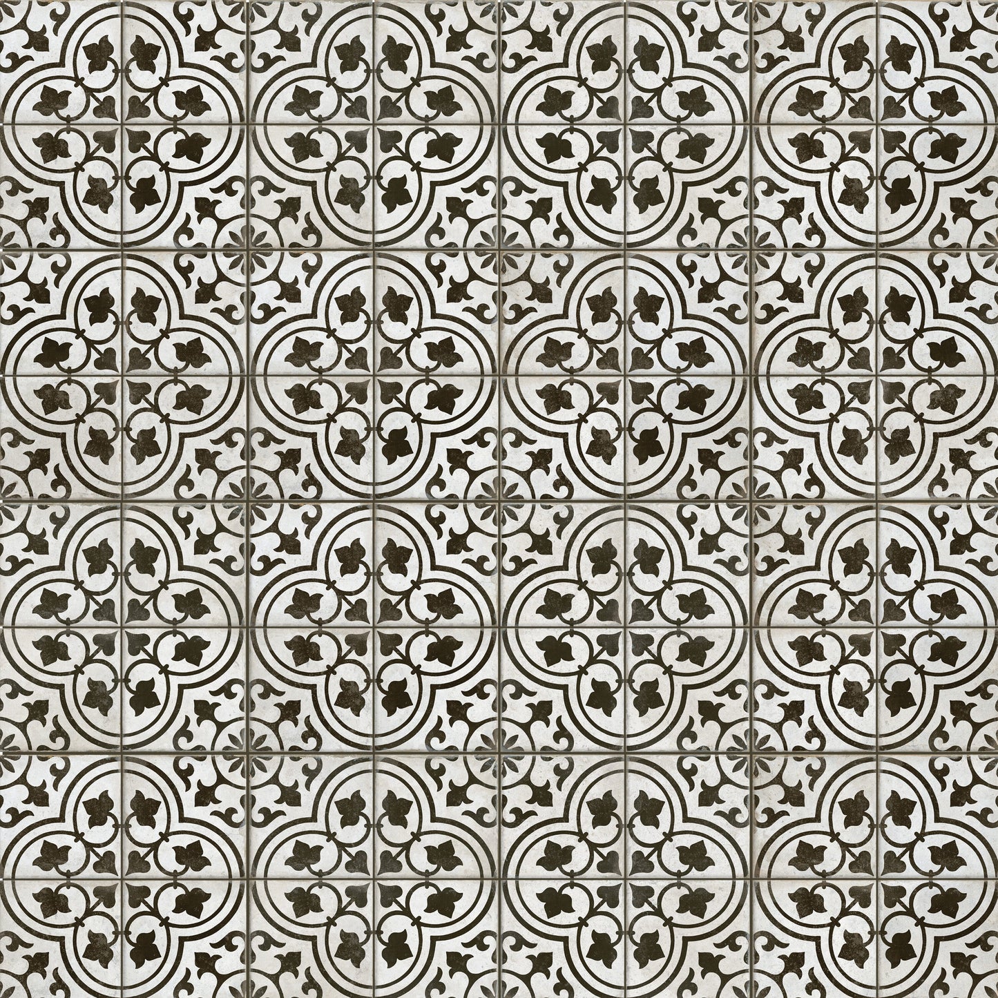 Affinity Tile Kings Ornate Nero 18-in x 18-in Matte Ceramic Encaustic Floor and Wall Tile product image