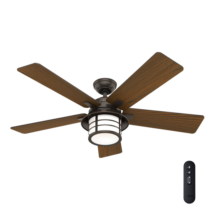 Hunter Lantern Bay LED 54-in Onyx Bengal Bronze Indoor/Outdoor Ceiling Fan with Remote, 5-Blade