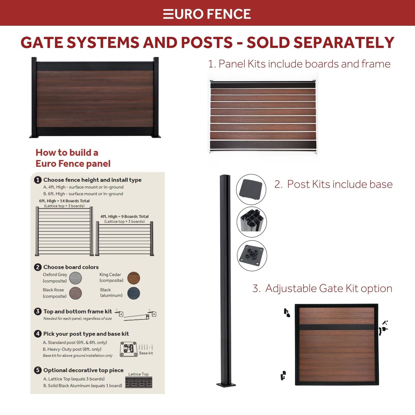 Infinity Euro 6-ft H Black Composite Fence with Post Cap