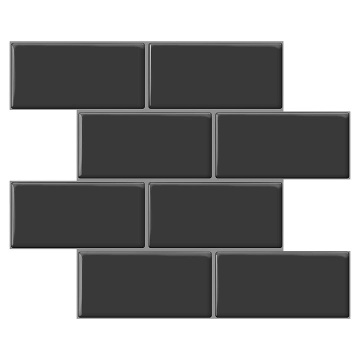 Mureno Dimensions Black matte 10-in x 10-in Matte PVC Subway Peel and stick Mosaic Wall Tile product image