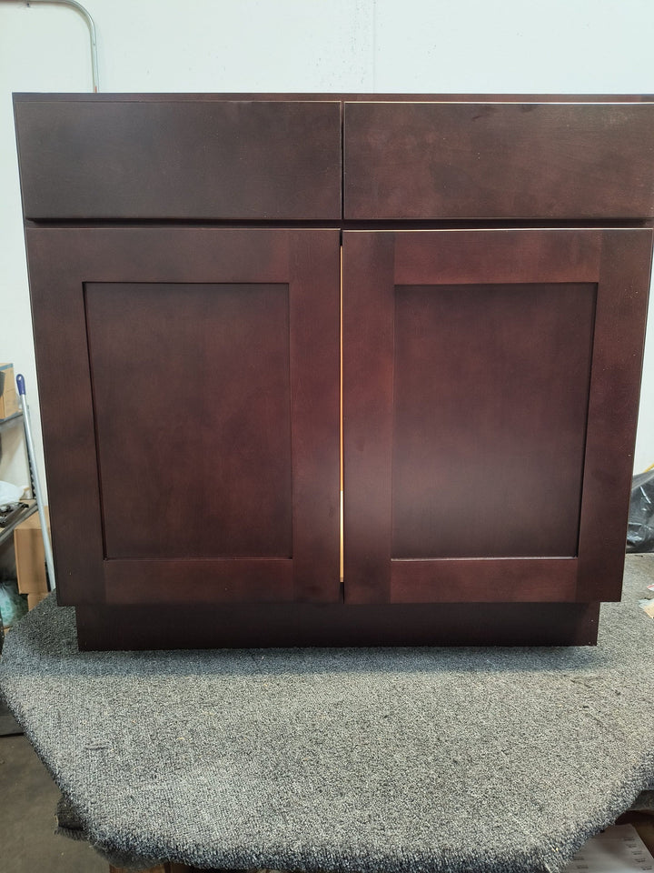 RELIABILT Parkstone 27-in W x 34.5-in H x 24-in D Espresso 1-Drawer Base Fully Assembled Plywood Cabinet (Flat Panel Shaker Style)