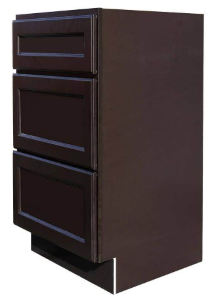 RELIABILT Parkstone 12-in W x 34.5-in H x 24-in D Espresso 3-Drawer Base Fully Assembled Plywood Cabinet (Flat Panel Style)