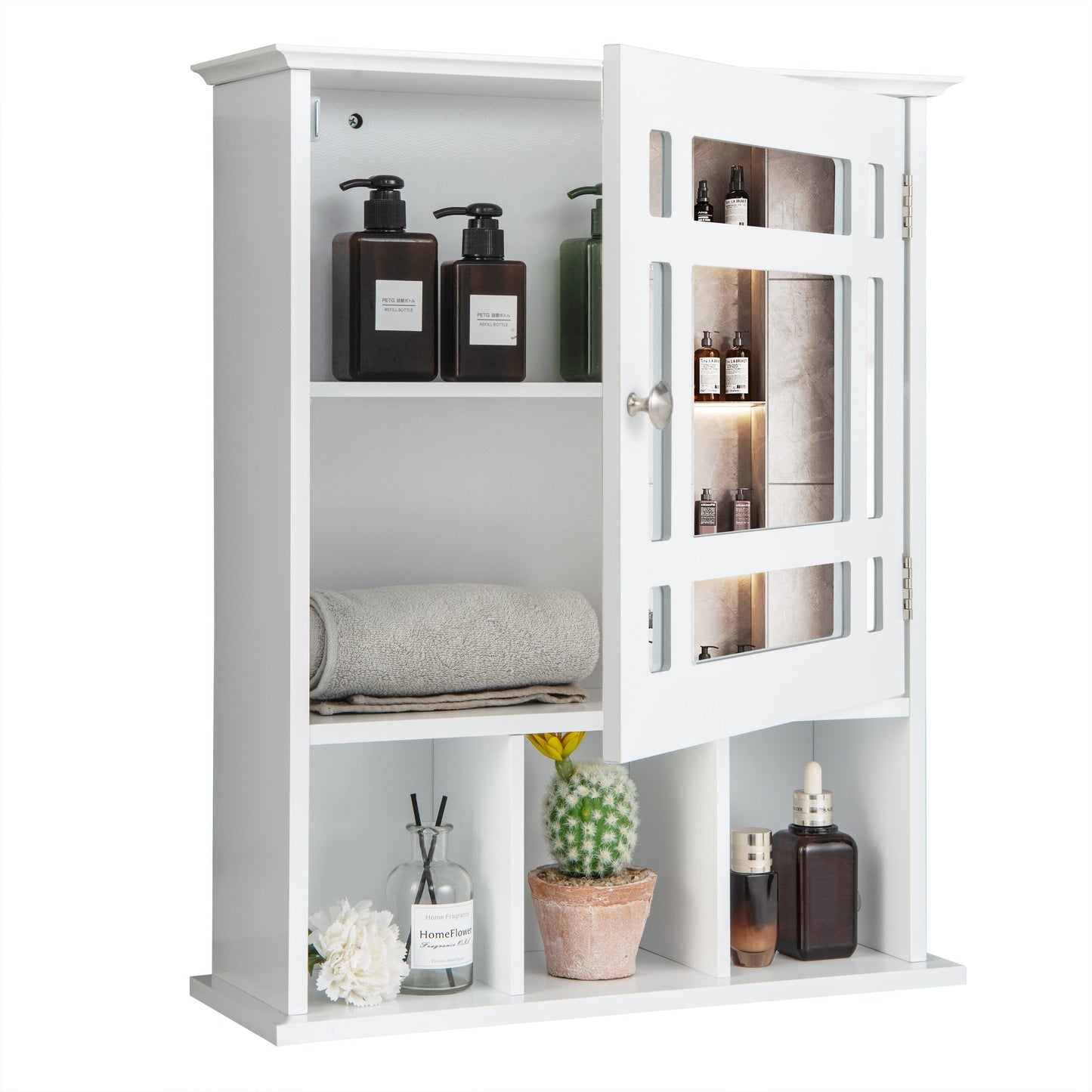 Forclover 19-in x 23.5-in Medicine Cabinet Bathroom Storage Wall Cabinet with Mirror in White