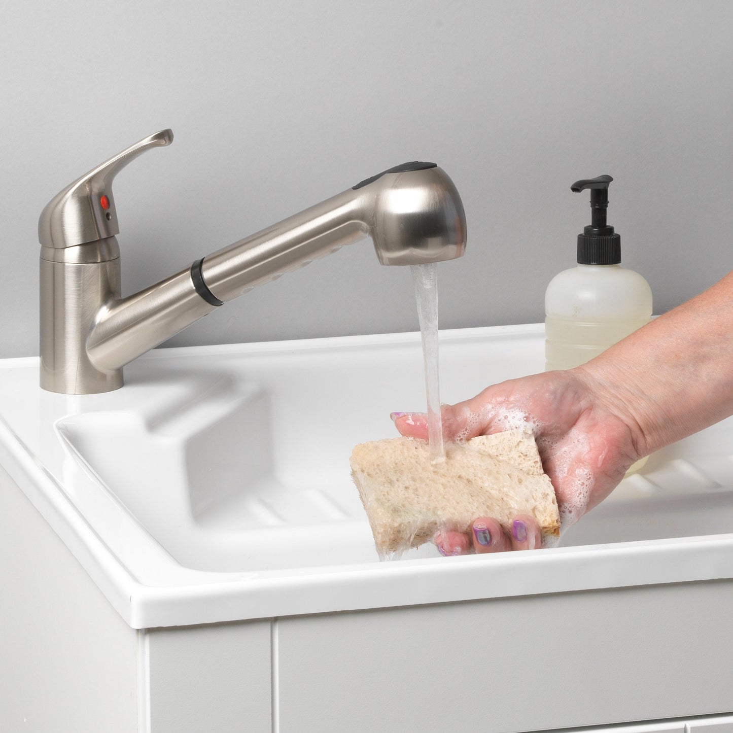 Project Source Stainless Steel Utility Faucet with Pulldown Sprayer
