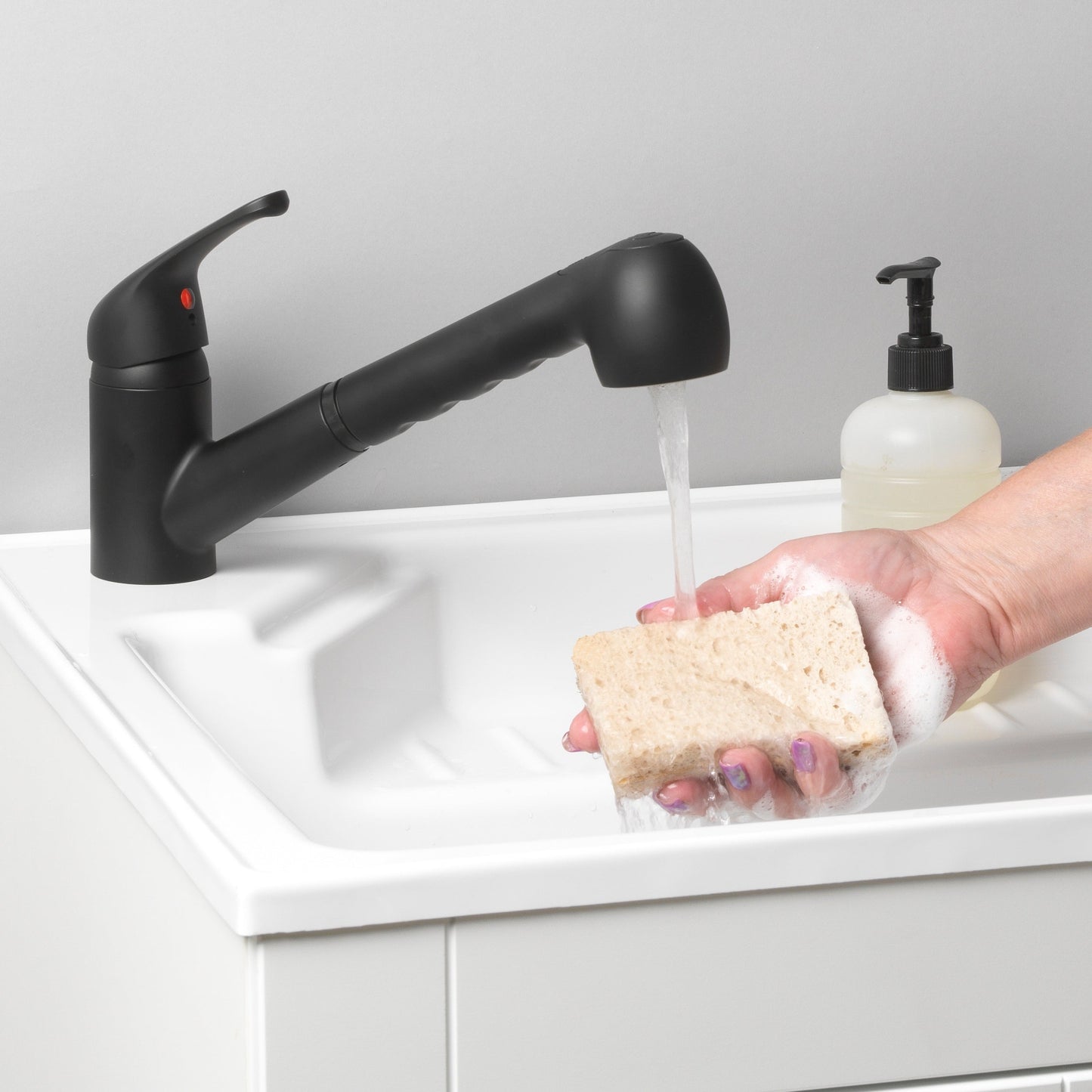 Project Source Matte Black Utility Faucet with Pulldown Sprayer