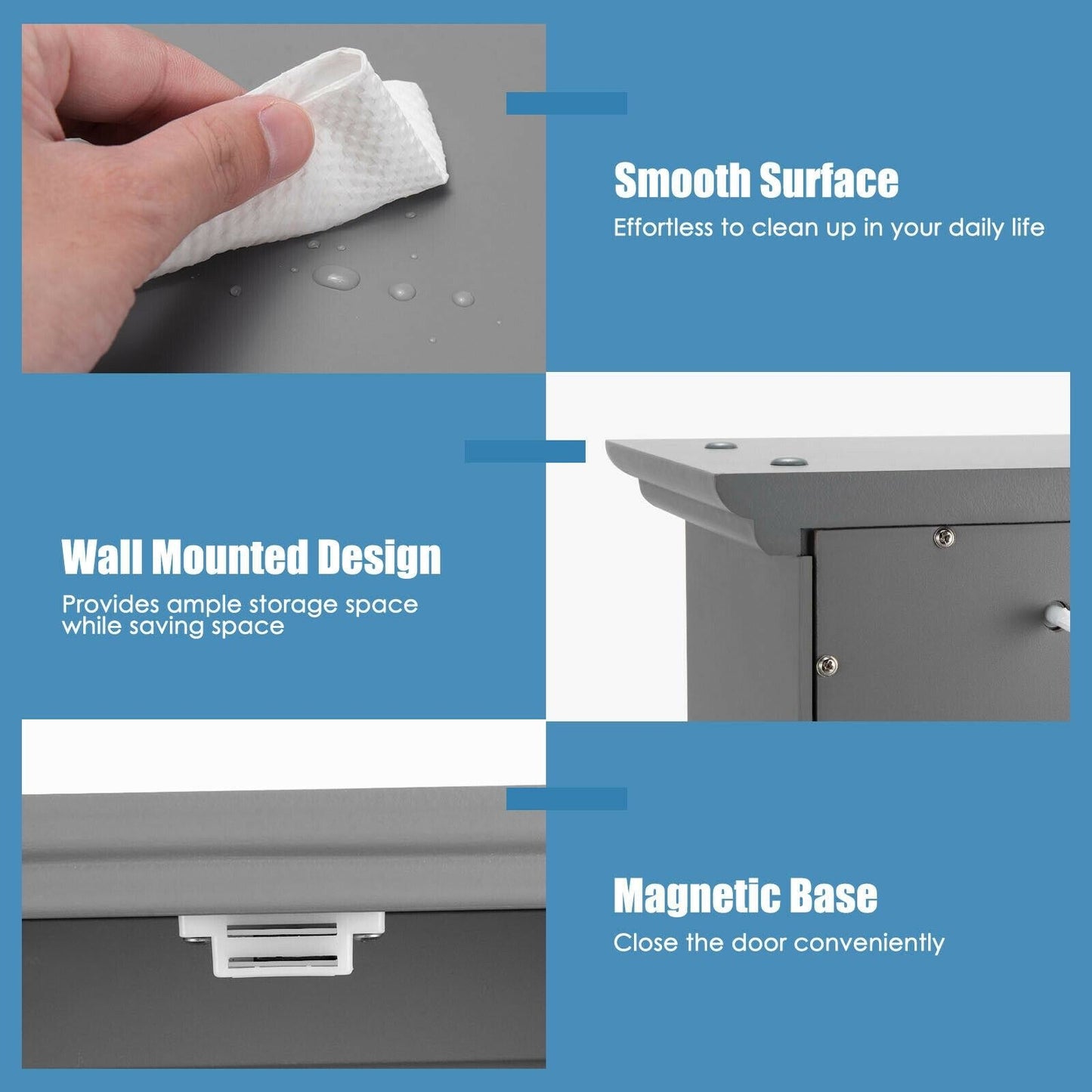 Forclover Bathroom Storage Cabinet 23.5-in x 28-in x 8-in Gray Bathroom Wall Cabinet