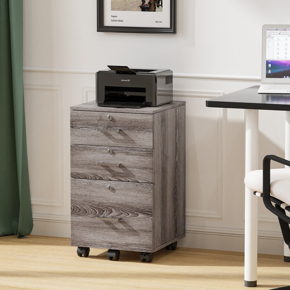 Winado Grey Oak 3-Drawer 19.69-in File Cabinet