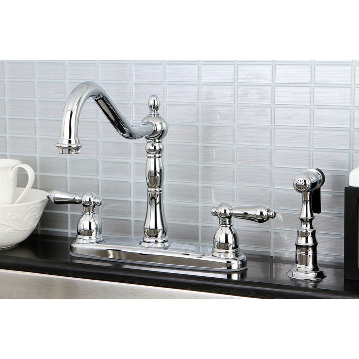 Elements of Design New Orleans Chrome 2-Handle Deck-Mount Bridge Kitchen Faucet with Side Sprayer and Deck Plate