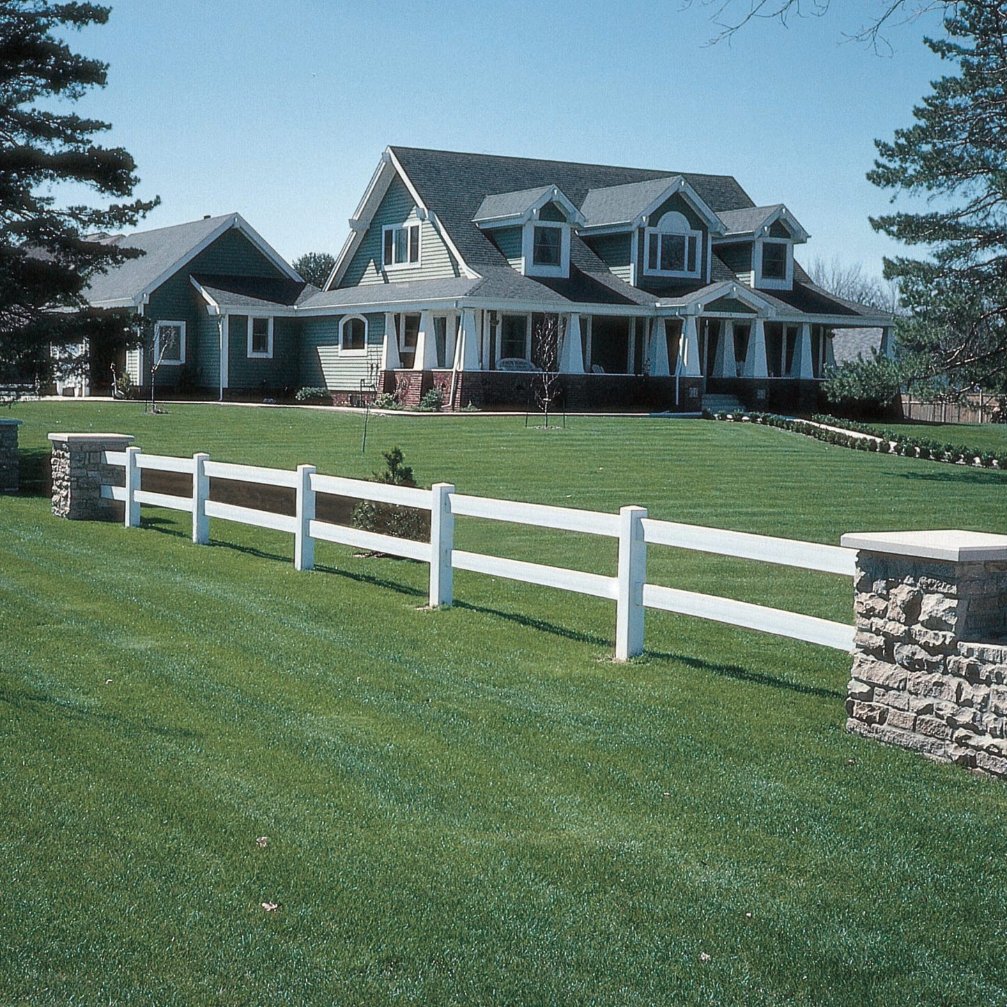 Outdoor Essentials Ranch 2-Rail 5-ft H x 5-in W White Vinyl Line Fence Post (Unassembled)