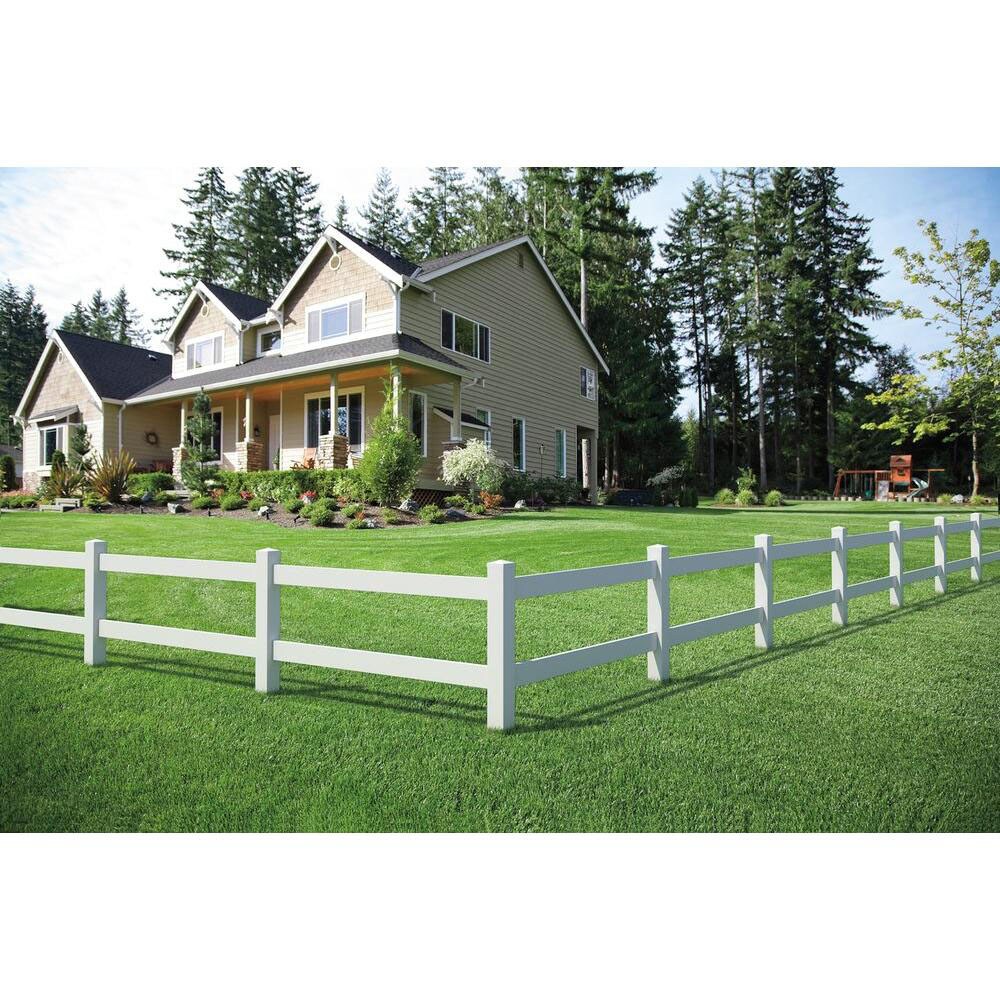 Outdoor Essentials Ranch 2-Rail 5-ft H x 5-in W White Vinyl End Fence Post (Unassembled)