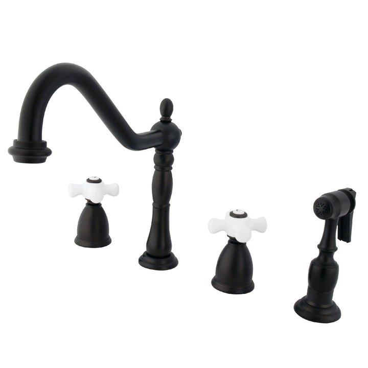 Elements of Design New Orleans Oil-Rubbed Bronze 2-Handle Deck-Mount Bridge Kitchen Faucet with Side Sprayer