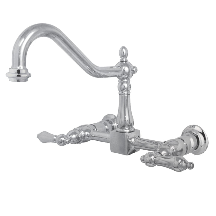 Elements of Design Chrome 2-Handle Wall-Mount Bridge Kitchen Faucet, 8-in Centerset