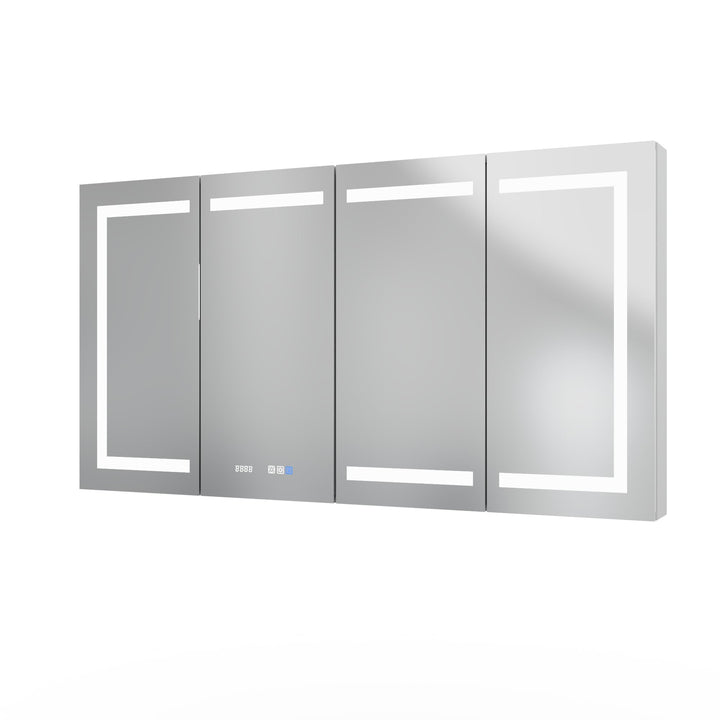 AAZJ V4 60-in x 32-in Lighted LED Fog Free Surface/Recessed Mount Silver Mirrored Soft Close Medicine Cabinet