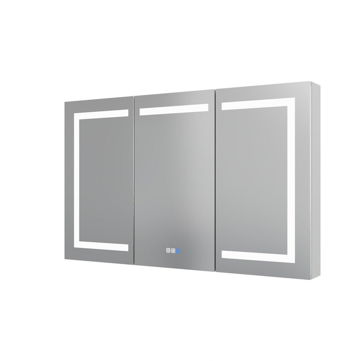 AAZJ V4 48-in x 30-in Lighted LED Fog Free Surface/Recessed Mount Silver Soft Close Medicine Cabinet