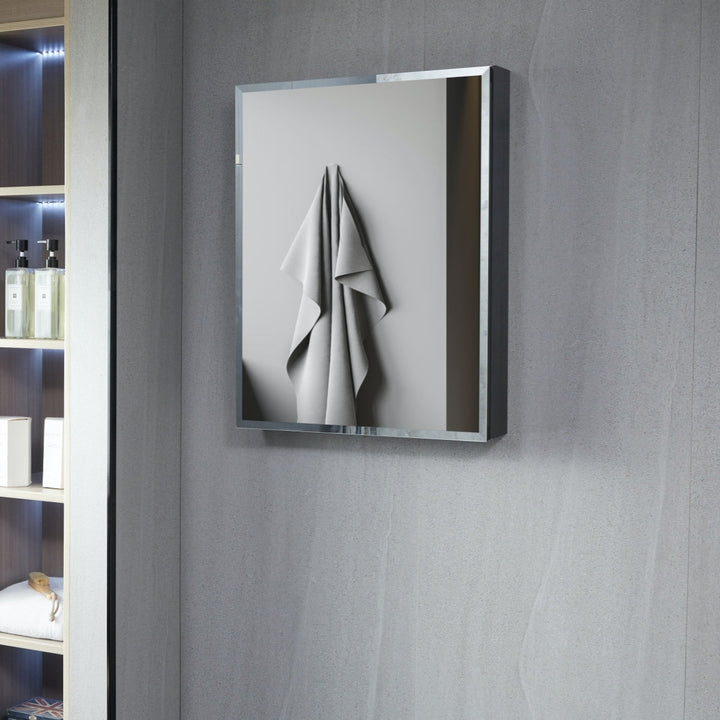AAZJ KA 23-in x 30-in Surface/Recessed Mount Black Mirrored Soft Close Medicine Cabinet