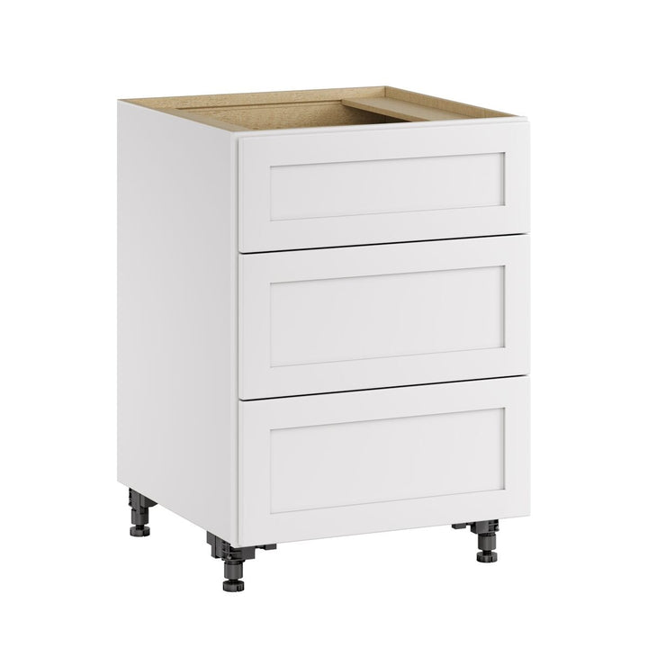Whalen CLICK-IT Enfield 24-in W x 34.5-in H x 24-in D Classic White Birch 3-Drawer Base Ready To Assemble Plywood Cabinet (Raised Panel Style)