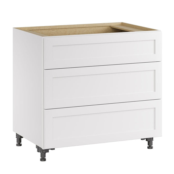 Whalen CLICK-IT Enfield 36-in W x 34.5-in H x 24-in D Classic White Birch 3-Drawer Base Ready To Assemble Plywood Cabinet (Raised Panel Style)